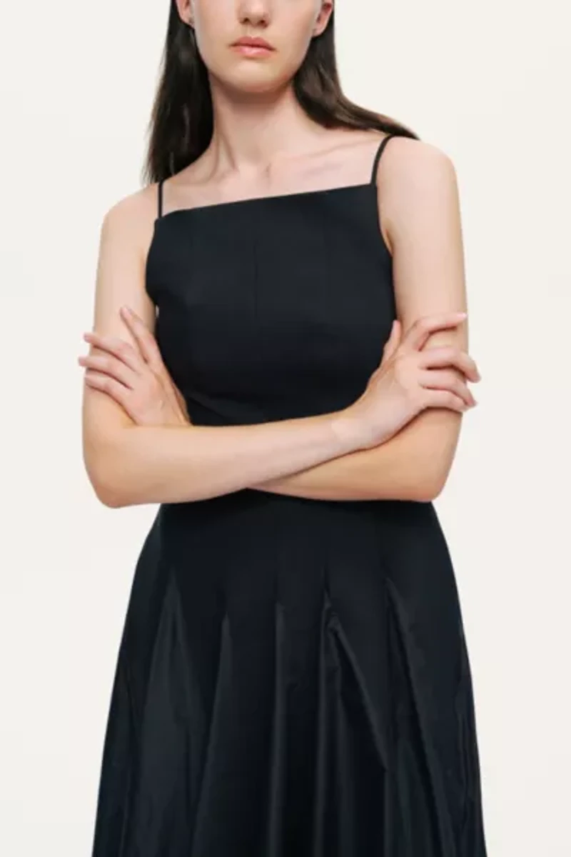 Nocturne Square-Neck Pleated Midi Dress