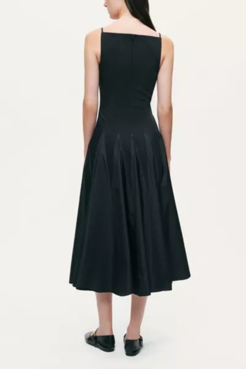 Nocturne Square-Neck Pleated Midi Dress