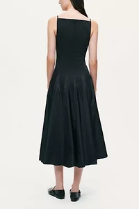 Nocturne Square-Neck Pleated Midi Dress