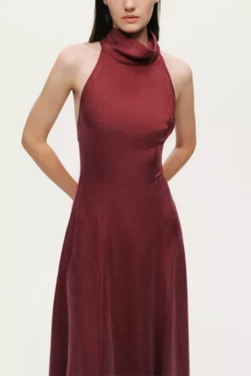 Nocturne Backless Tie-Back Halter Dress