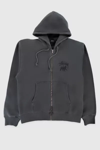 Stussy Rasta Lion Zip Hoodie Pigment Dyed