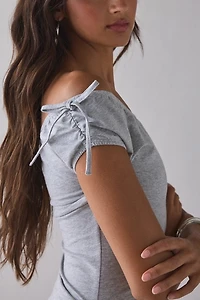 Motel Kanao Off-The-Shoulder Ruffle Tunic Top