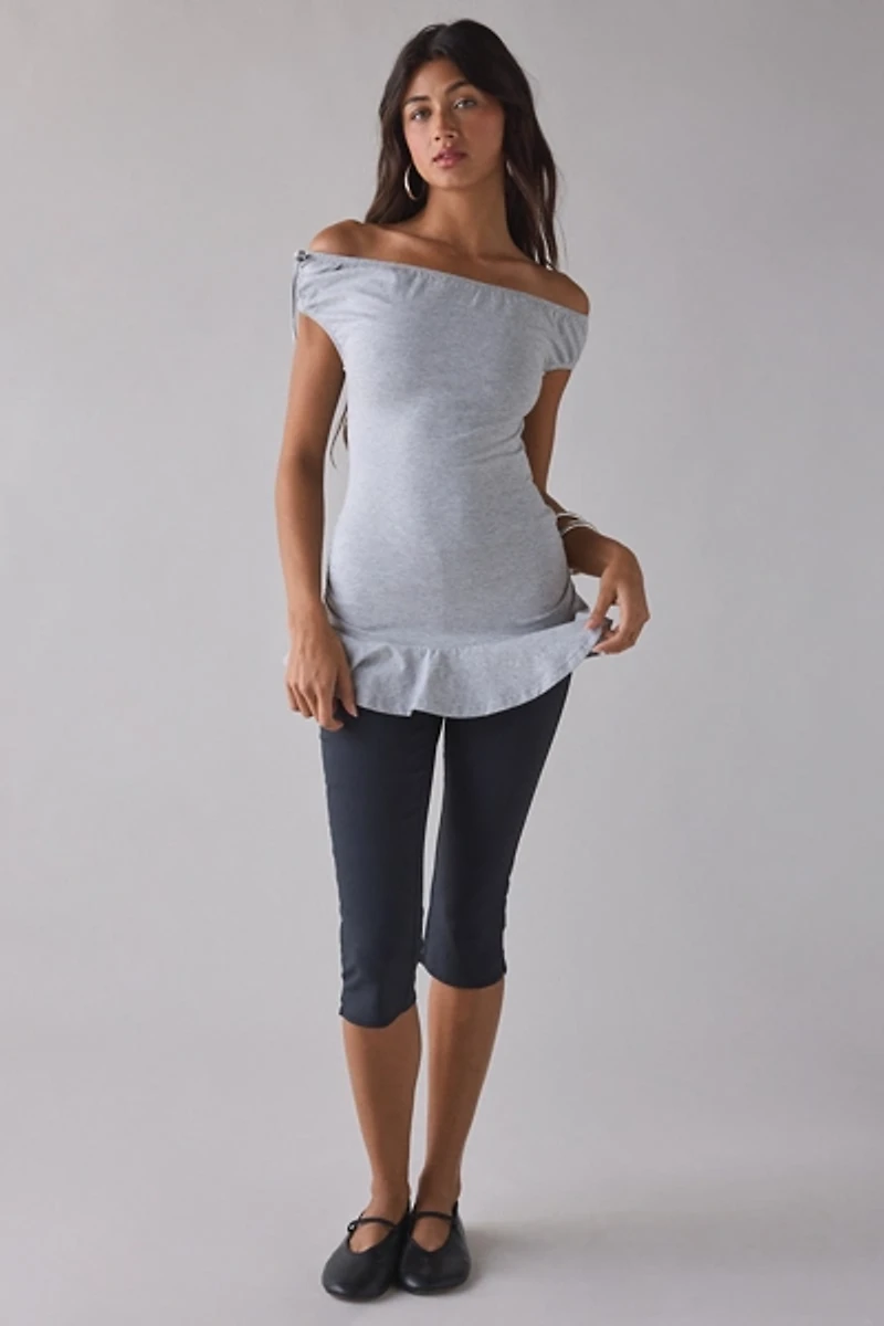 Motel Kanao Off-The-Shoulder Ruffle Tunic Top