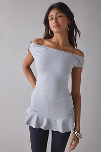 Motel Kanao Off-The-Shoulder Ruffle Tunic Top