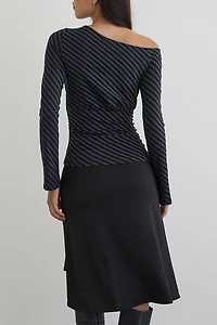 Motel Hoang Asymmetric Off-Shoulder Long Sleeve Top