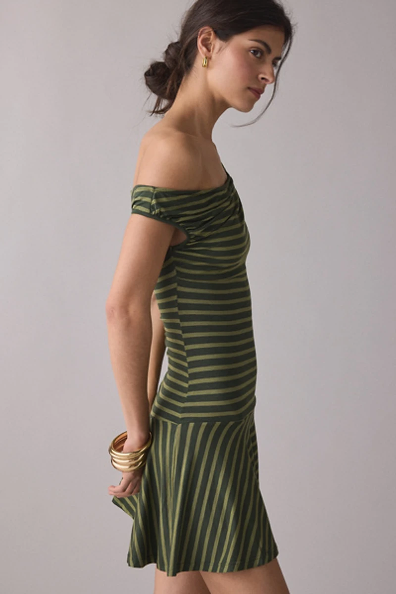 Motel Mausari Asymmetric Off-The-Shoulder Mini Dress