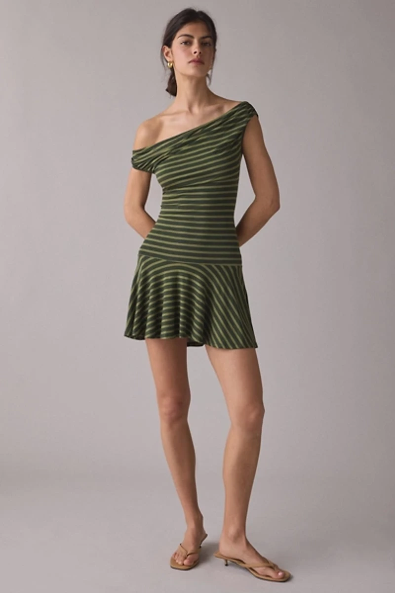 Motel Mausari Asymmetric Off-The-Shoulder Mini Dress
