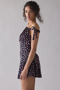 Motel Maribel Asymmetric One-Shoulder Polka Dot Mini Dress