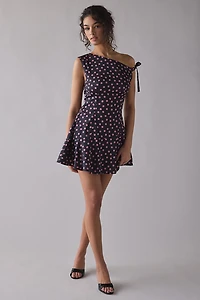Motel Maribel Asymmetric One-Shoulder Polka Dot Mini Dress