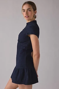 Motel Manama Band Collar Denim Mini Dress