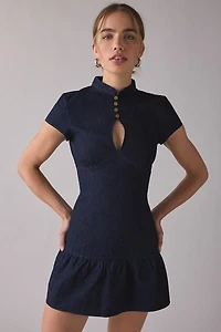 Motel Manama Band Collar Denim Mini Dress