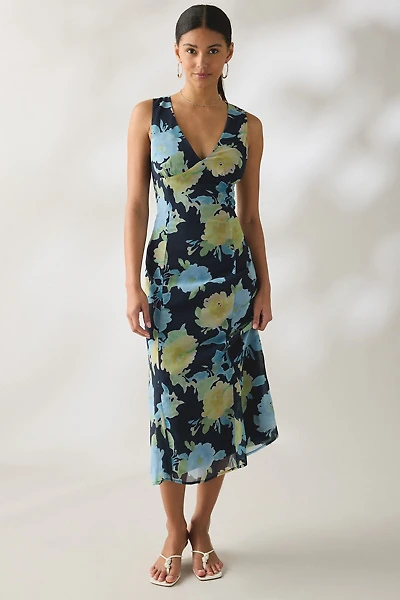 Motel Olydia Plunging V-Neck Slip Midi Dress