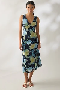 Motel Olydia Plunging V-Neck Slip Midi Dress