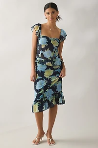 Motel Tarla Floral Chiffon Ruffle Midi Skirt