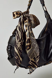 Sheer Patterned Skinny Wrap Scarf