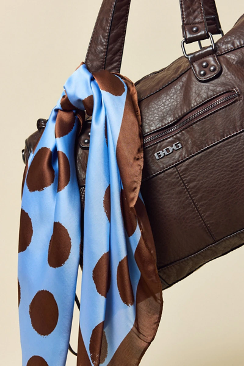 Brushed Dot Pattern Satin Scarf