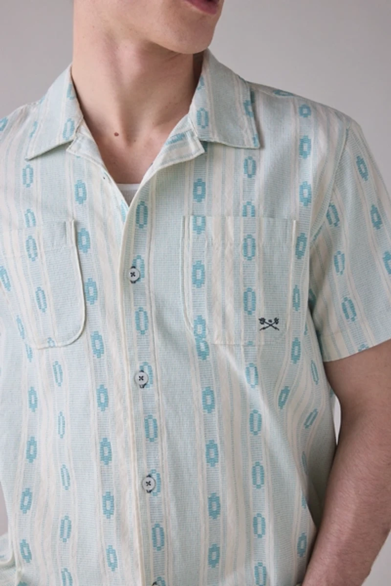 Dark Seas Breezy Textured Pattern Short Sleeve Shirt