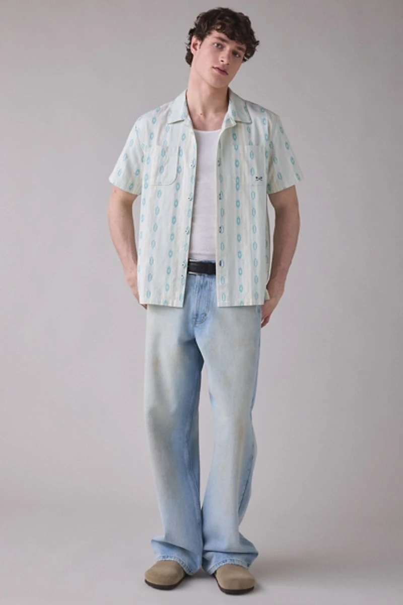 Dark Seas Breezy Textured Pattern Short Sleeve Shirt
