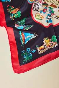 Destination Pattern Satin Scarf