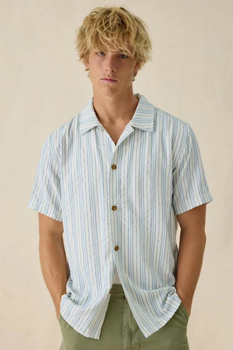 Rhythm Novelty Textured Stripe Button-Down Shirt
