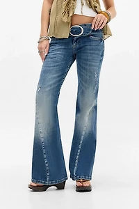 BDG Miko Belted Twisted Seam Low-Rise Flare Jean