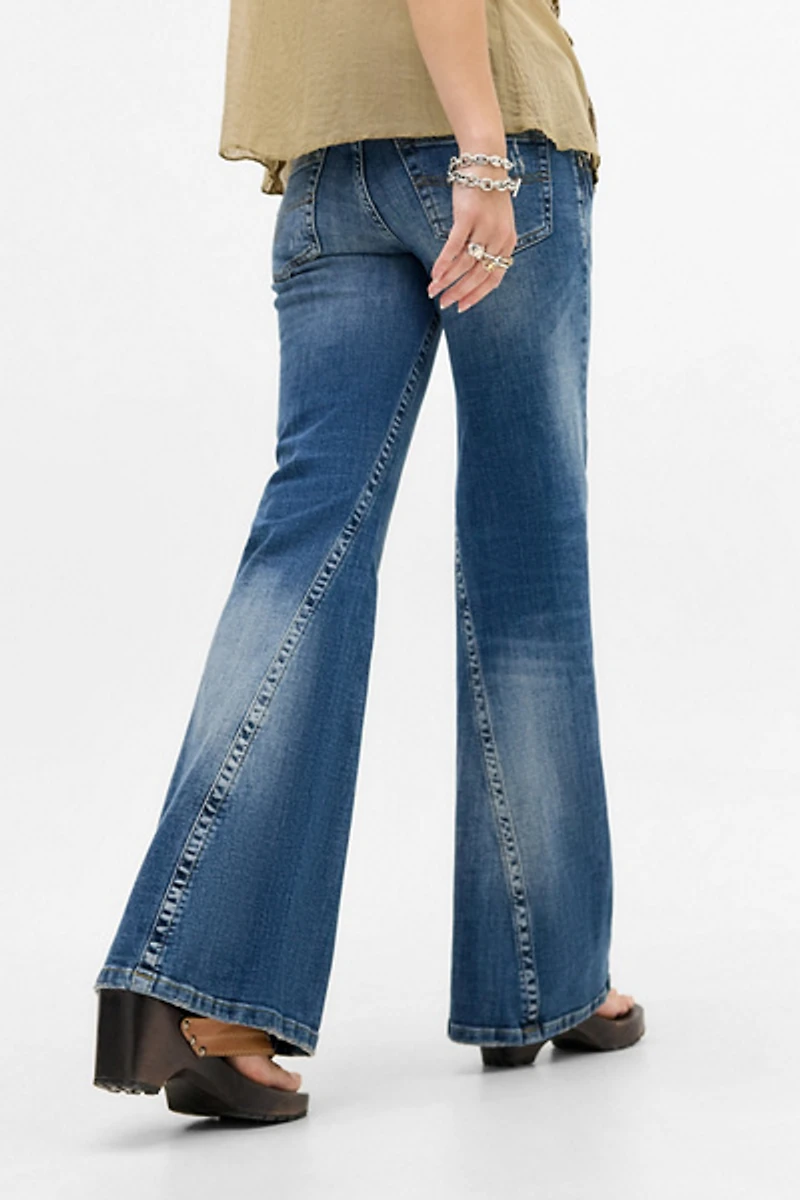 BDG Miko Belted Twisted Seam Low-Rise Flare Jean
