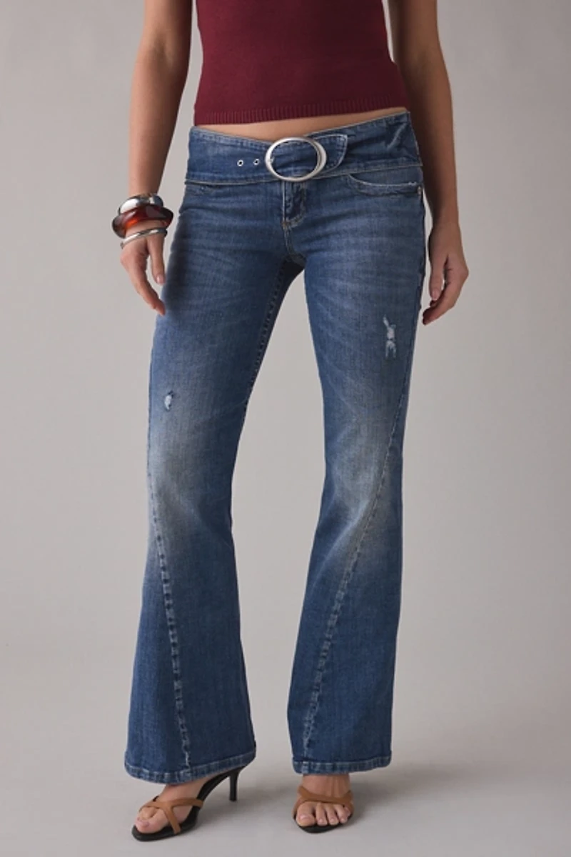 BDG Miko Belted Twisted Seam Low-Rise Flare Jeans