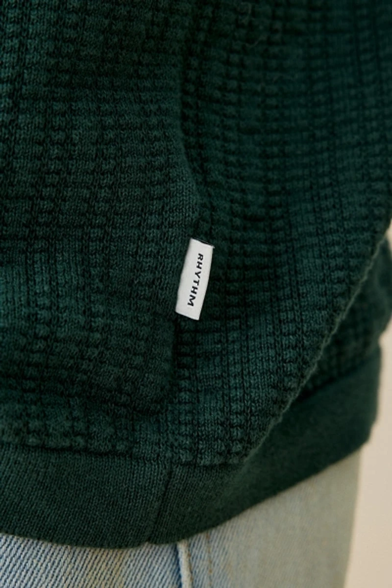 Rhythm Textured Knit Button-Down Short Sleeve Polo Sweater