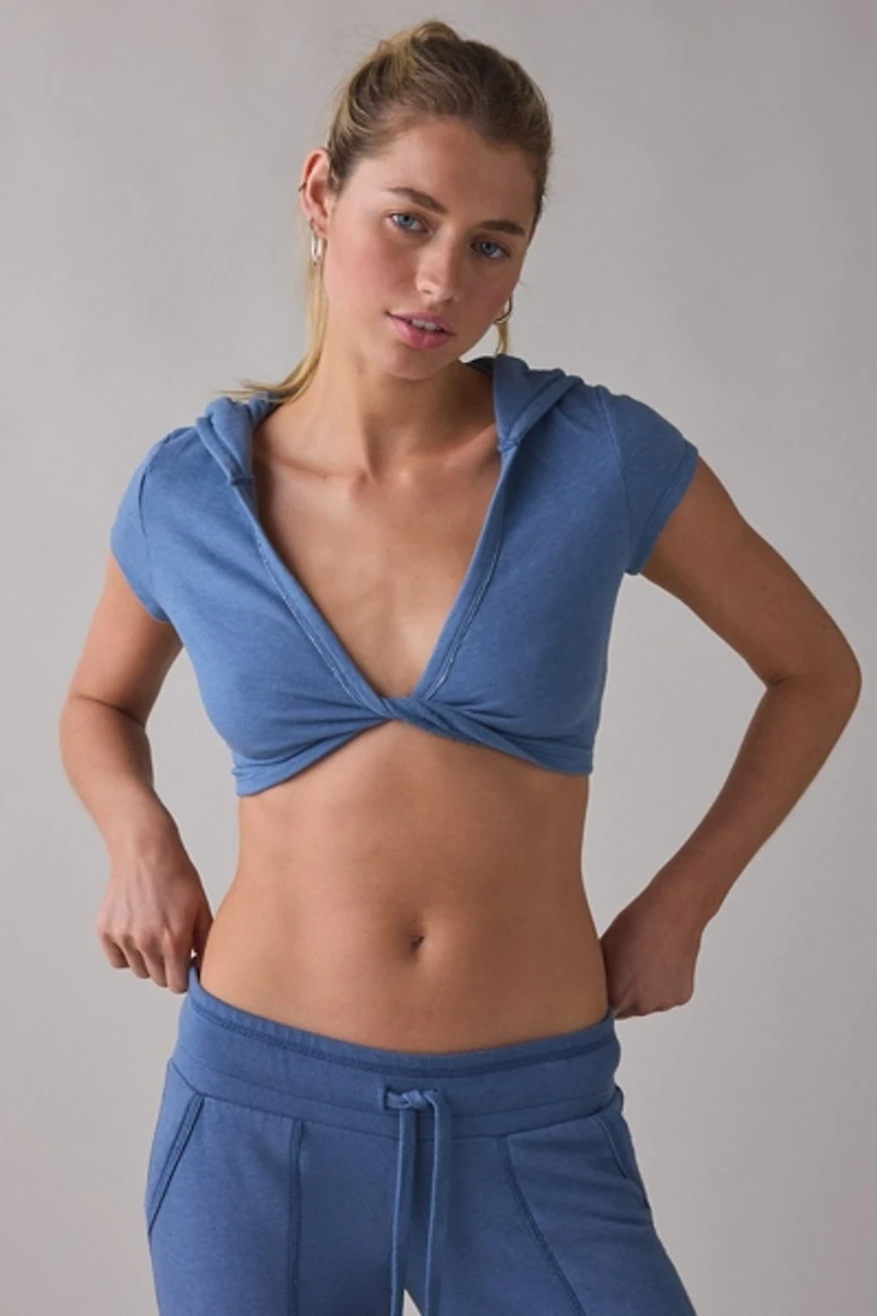 Out From Under Spring Breakers Twist-Front Cropped Hoodie Tee