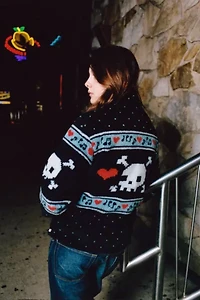 Strawberry Western Skully Sherpa Jacket