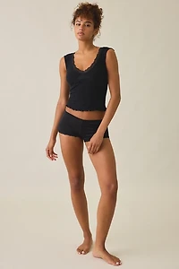 Out From Under Diana Plunging Lace Trim Cap Sleeve Top
