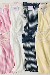 Out From Under Diana Plunging Lace Trim Cap Sleeve Top