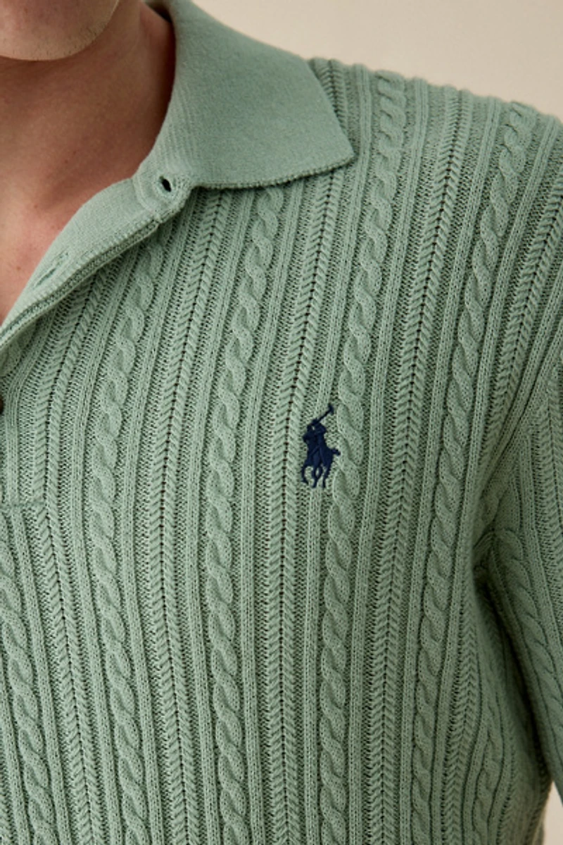 Polo Ralph Lauren Featherweight Cable Knit 3-Button Placket Sweater