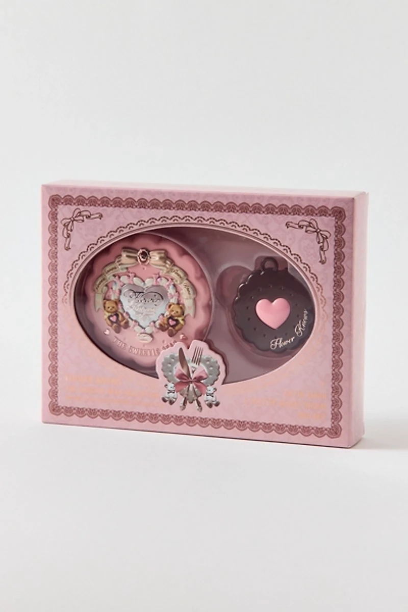 Flower Knows The Sweetie Bear Series Satin & Matte Blush Bag Charm Set