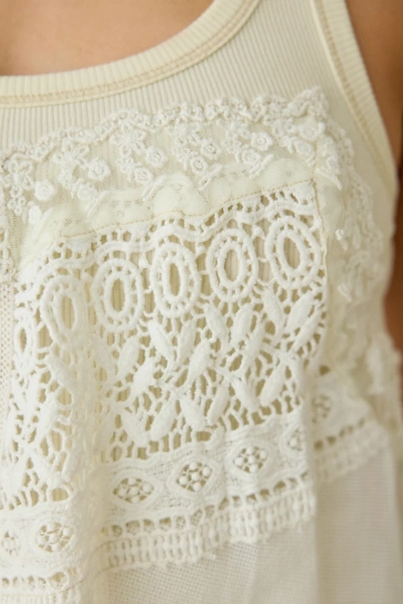 BDG Tangled Up Patchwork Lace Buckle Strap Trapeze Top