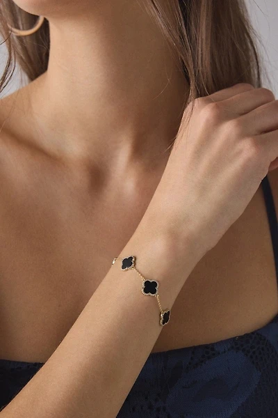 Electric Picks Clover Charm Rhinestone Chain Bracelet