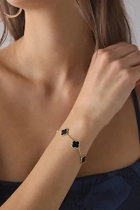 Electric Picks Clover Charm Rhinestone Chain Bracelet