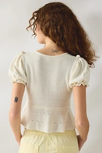 Kimchi Blue Sabrina Tie-Front Flyaway Short Sleeve Sweater