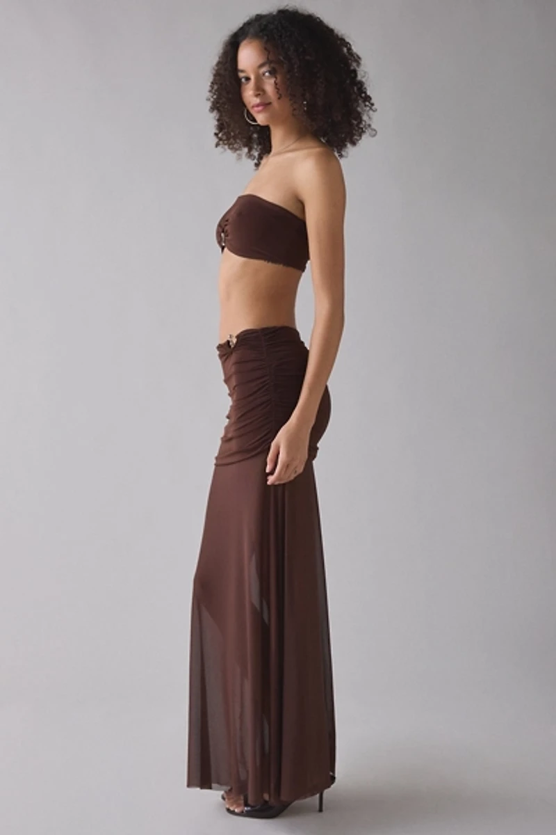 UO You're Golden Sheer Illusion Skirt 2-Piece Set