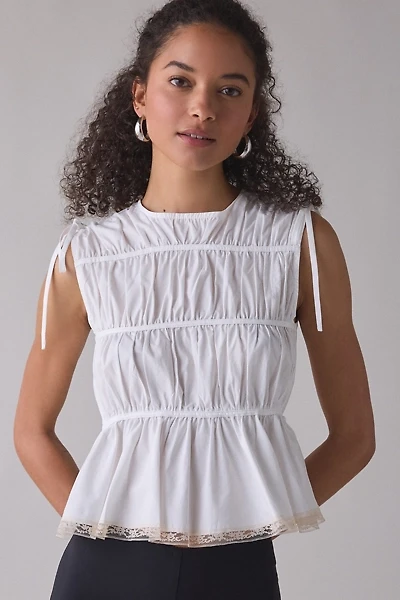 Zemeta Ball Lace White Sleeveless Top