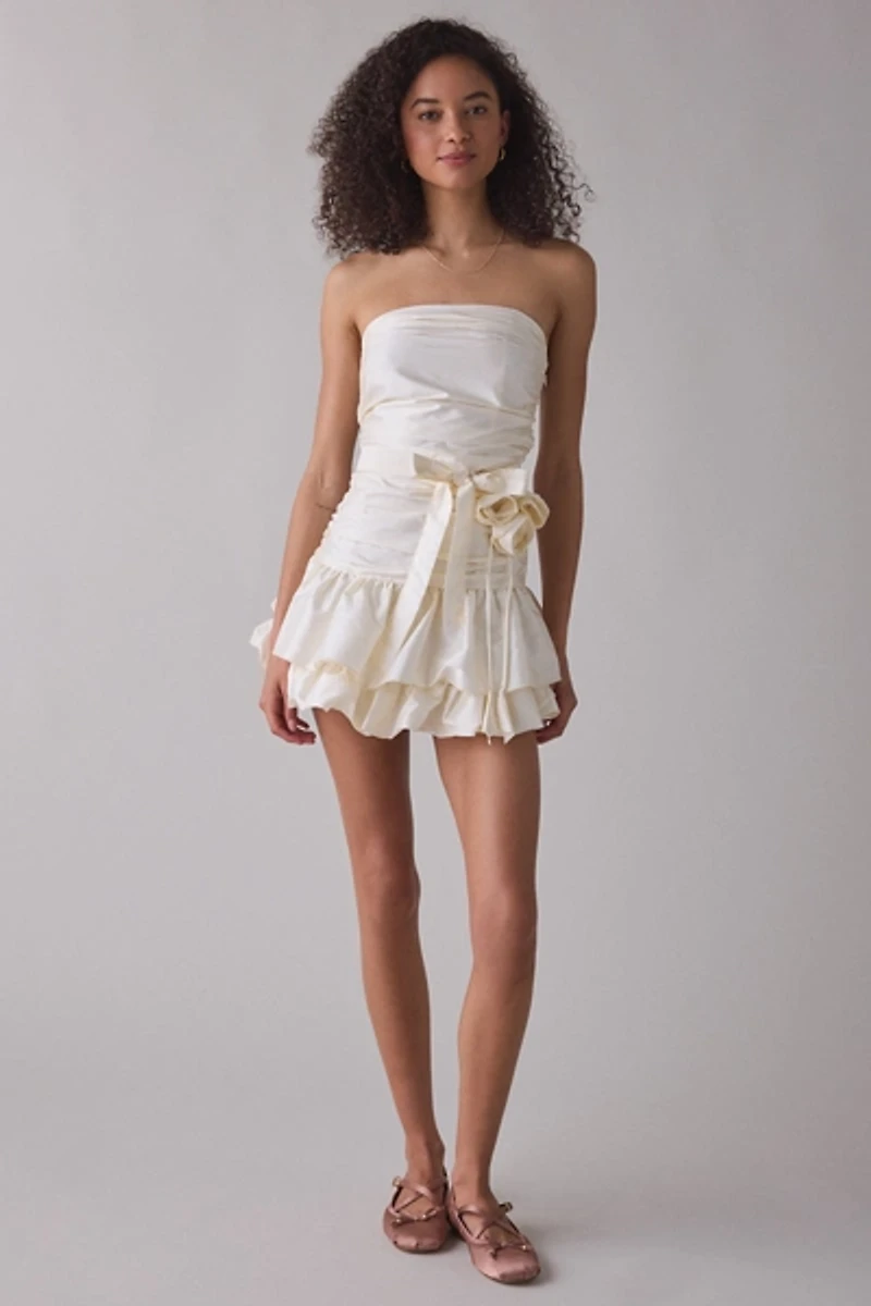 Zemeta Butter Rose Pick Drop Waist Strapless Mini Dress