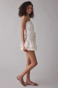 Zemeta Butter Rose Pick Drop Waist Strapless Mini Dress