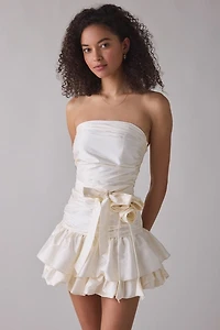 Zemeta Butter Rose Pick Drop Waist Strapless Mini Dress