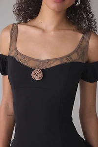 Zemeta Mocha Move Ruffle Drop Waist Mini Dress