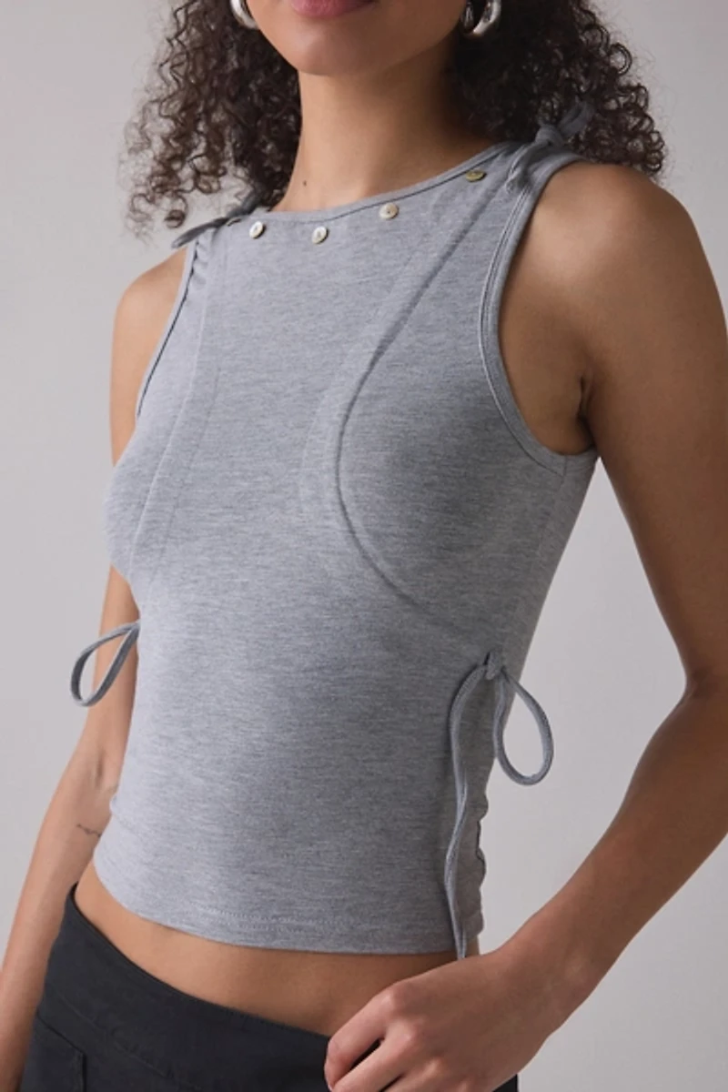 Zemeta Whisper Grey Grommet Detail Tank Top