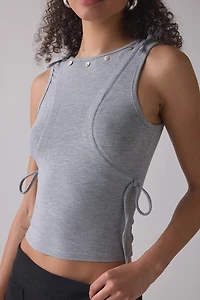 Zemeta Whisper Grey Grommet Detail Tank Top