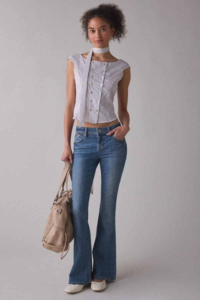 Zemeta Latte Stripe Scarf Detail Top