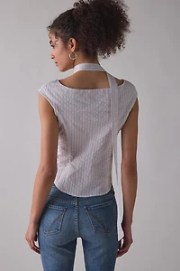 Zemeta Latte Stripe Scarf Detail Top