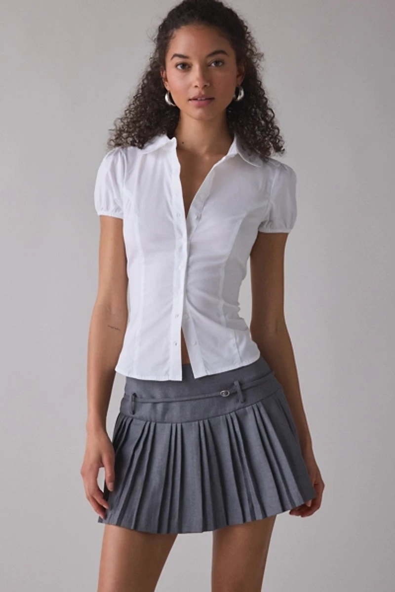 Zemeta Take Me Pleated Belted Mini Skirt