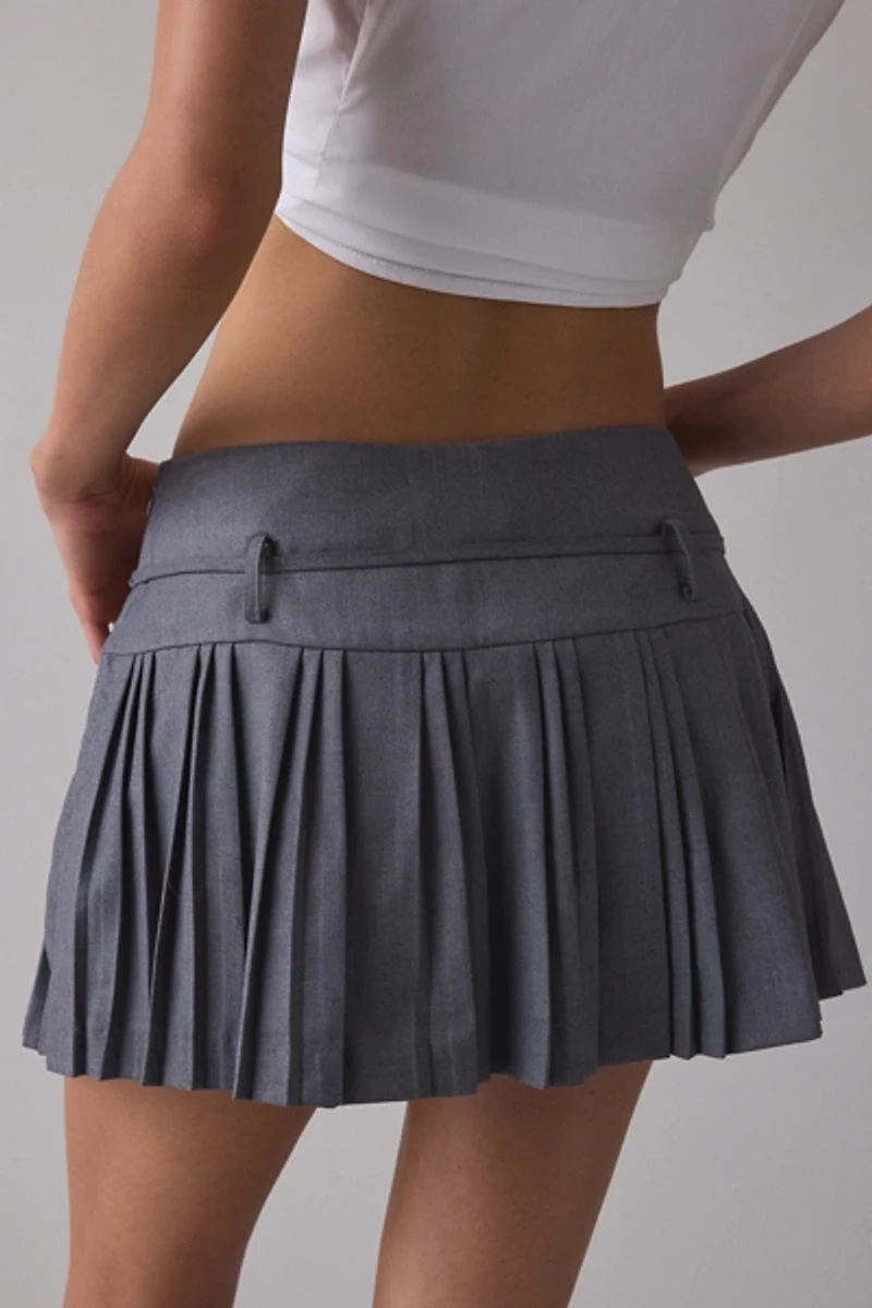 Zemeta Take Me Pleated Belted Mini Skirt
